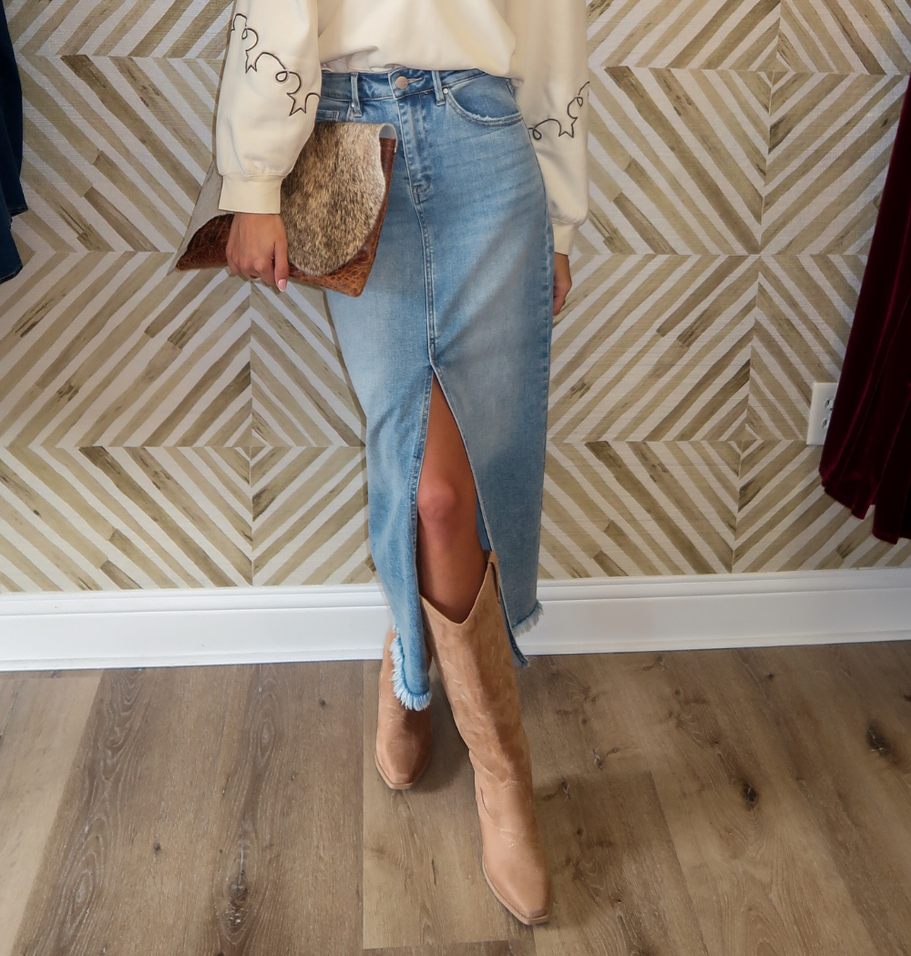 Long Denim Skirt