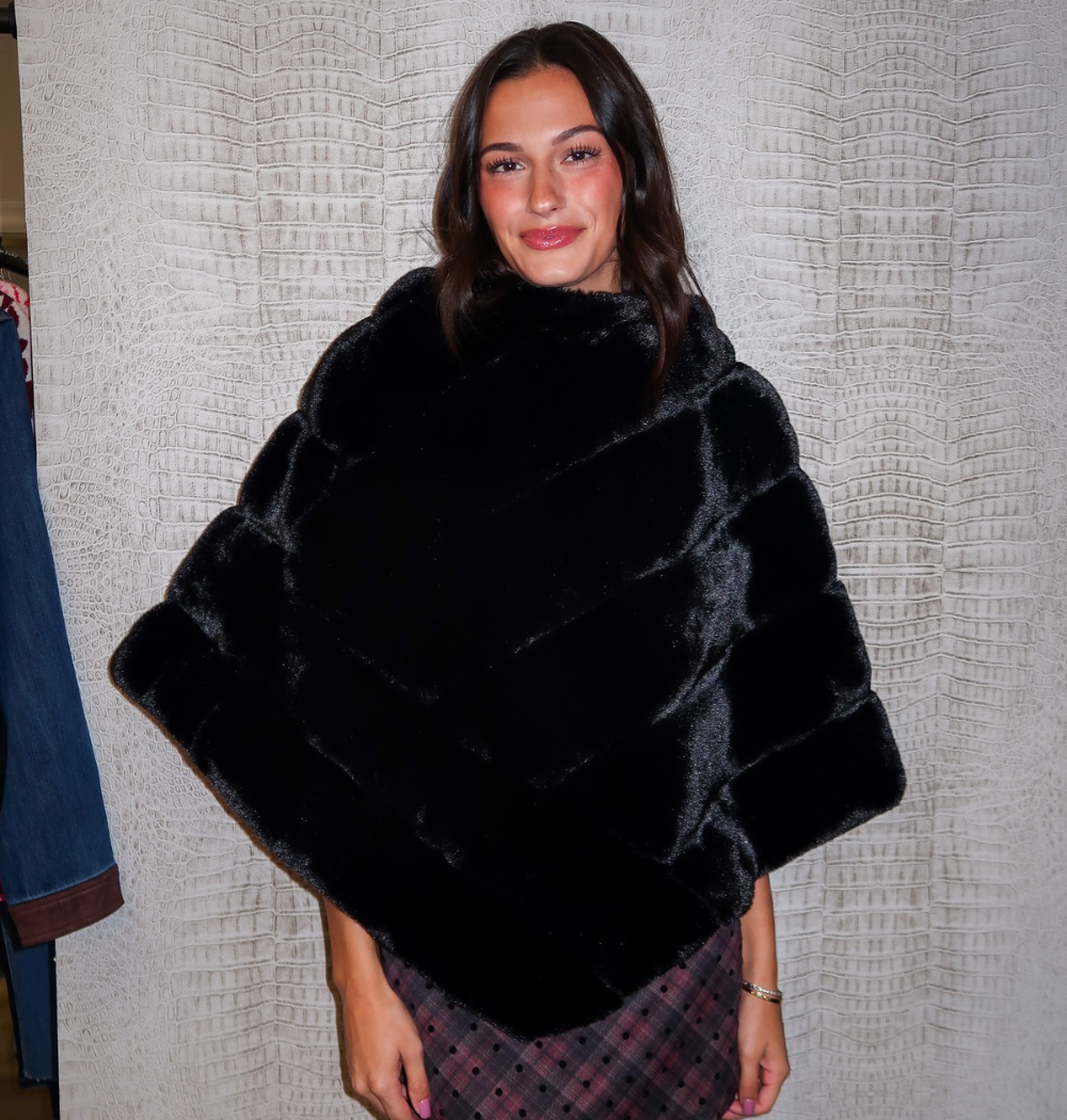 Black Fur Poncho