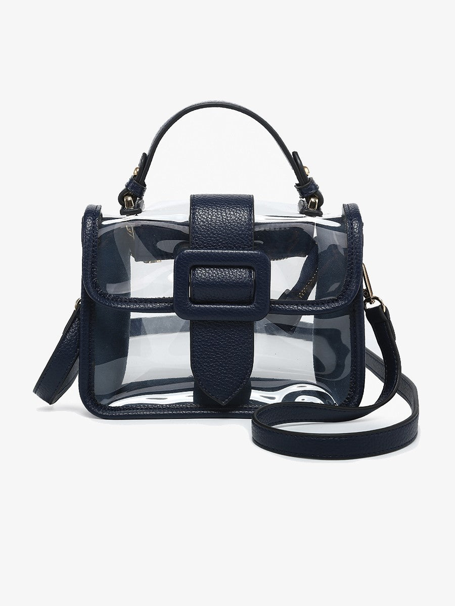 Toni Clear Flapover Crossbody-Navy