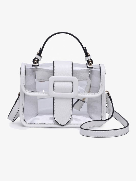 Toni Clear Flapover Crossbody Bag-Off White