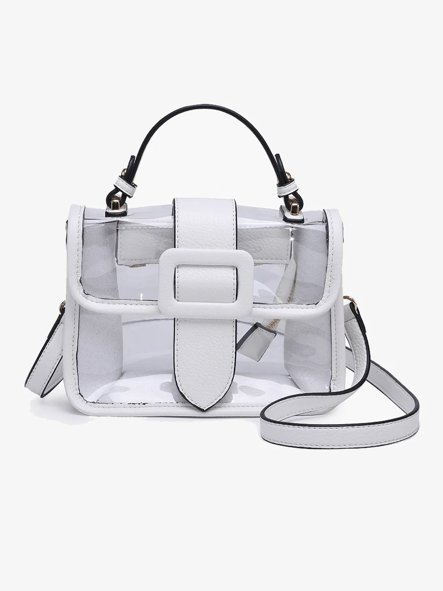 TONI Clear Flap Over Crossbody Bag - Off White