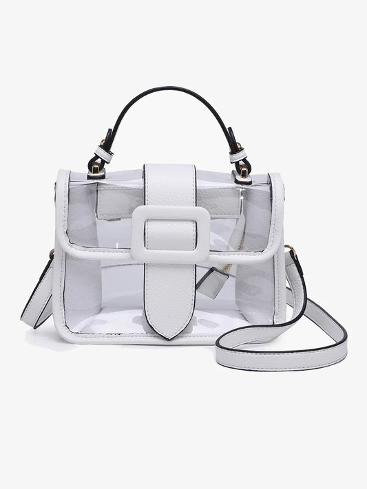TONI Clear Flap Over Crossbody Bag - Off White