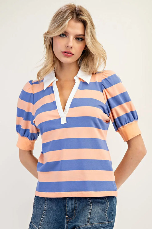 Striped Puff Sleeve Top