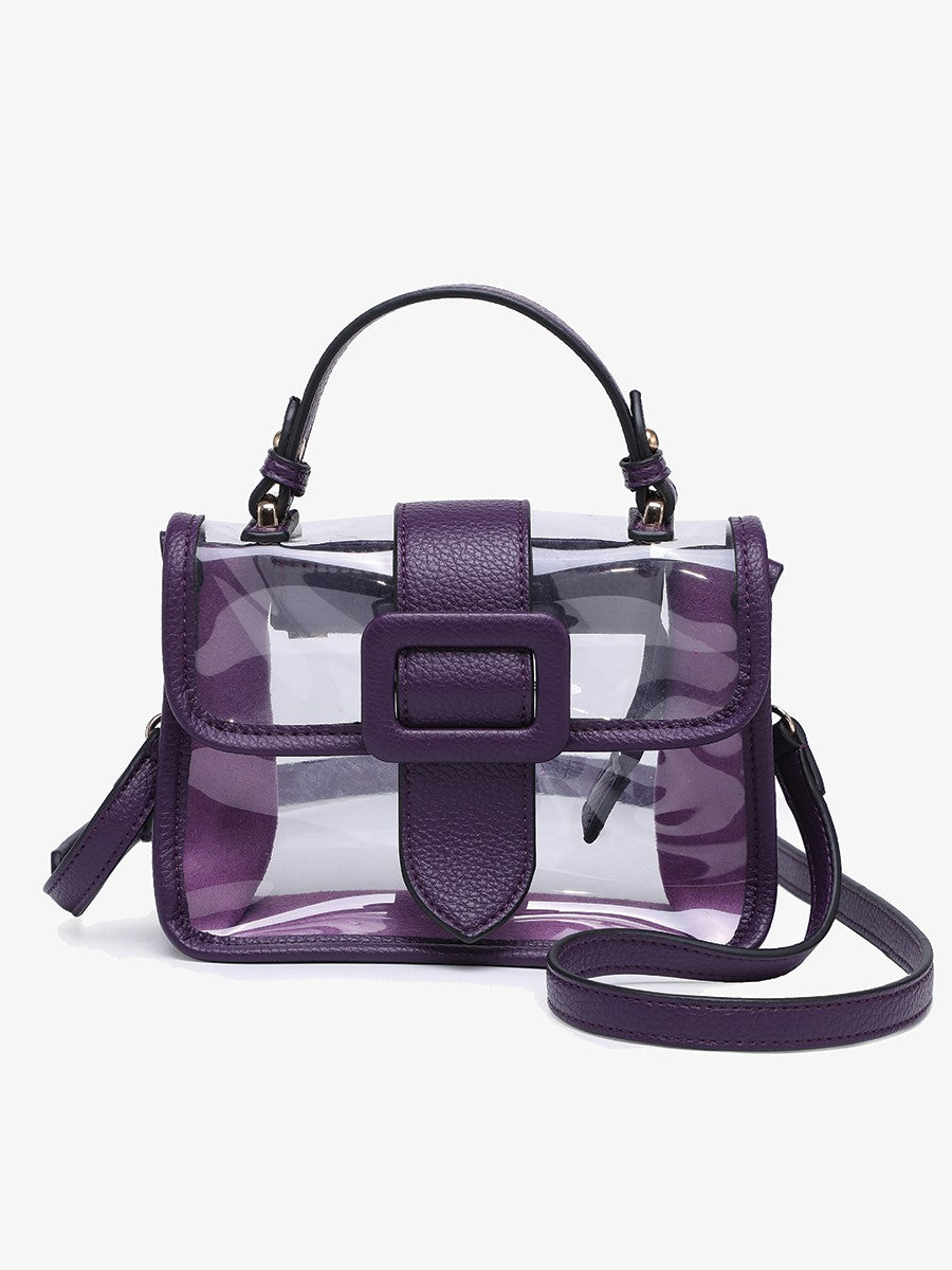 Toni Clear Flapover Crossbody Bag-Purple
