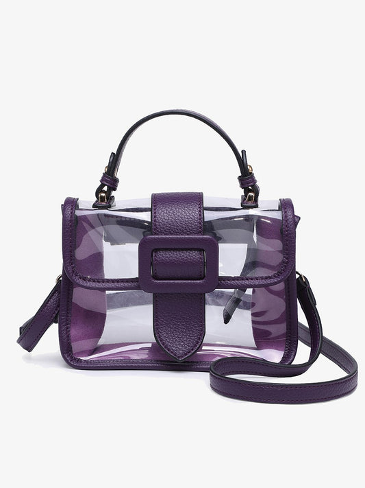 Toni Clear Flapover Crossbody Bag-Purple