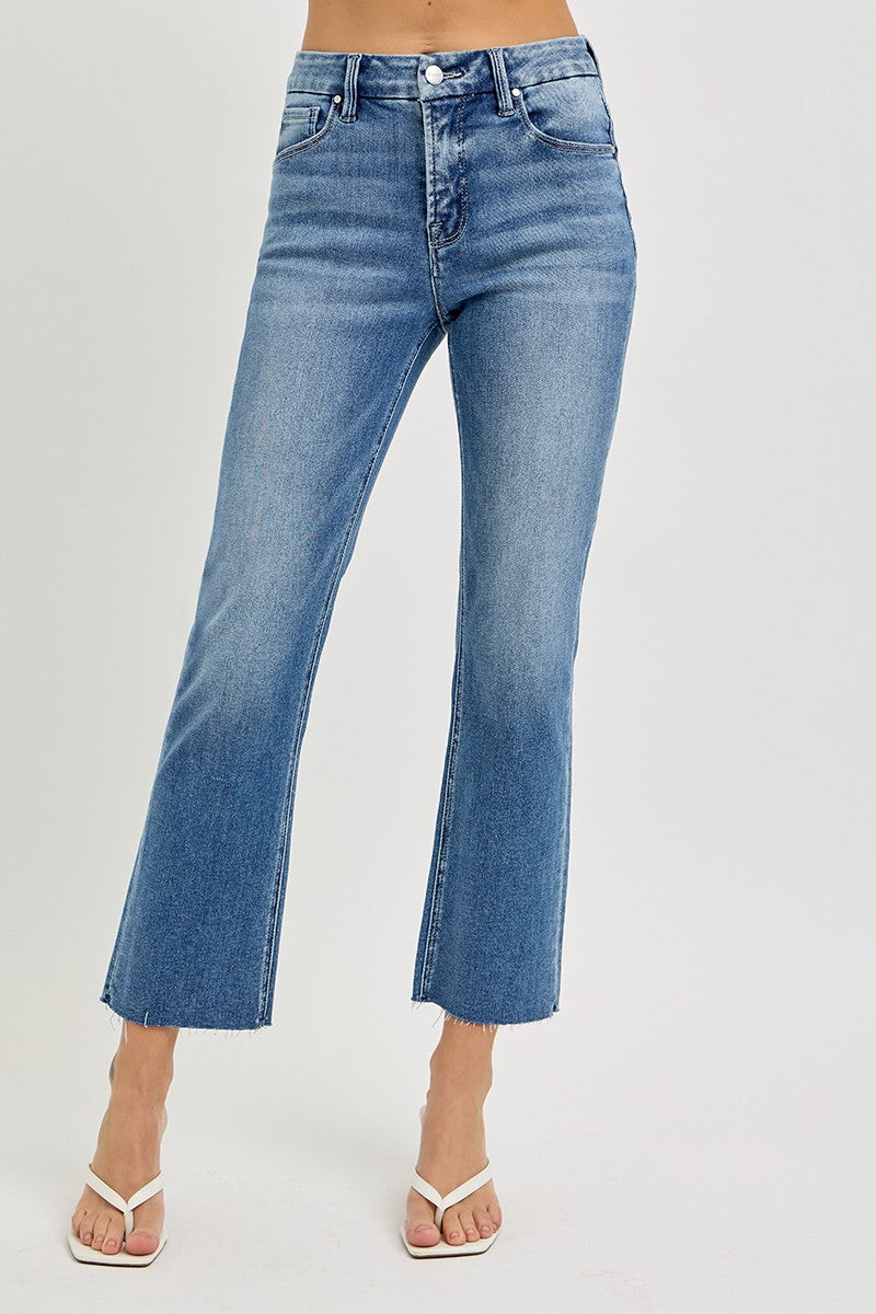 Tummy Control High Rise Cropped Straight Jeans