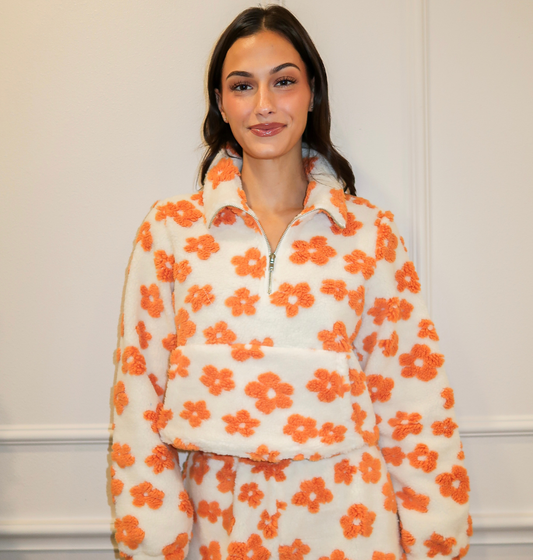 Orange Daisy Sherpa Top