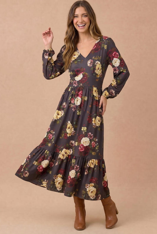 Vintage Ruffle Midi Dress