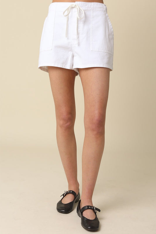 White Draw String Shorts