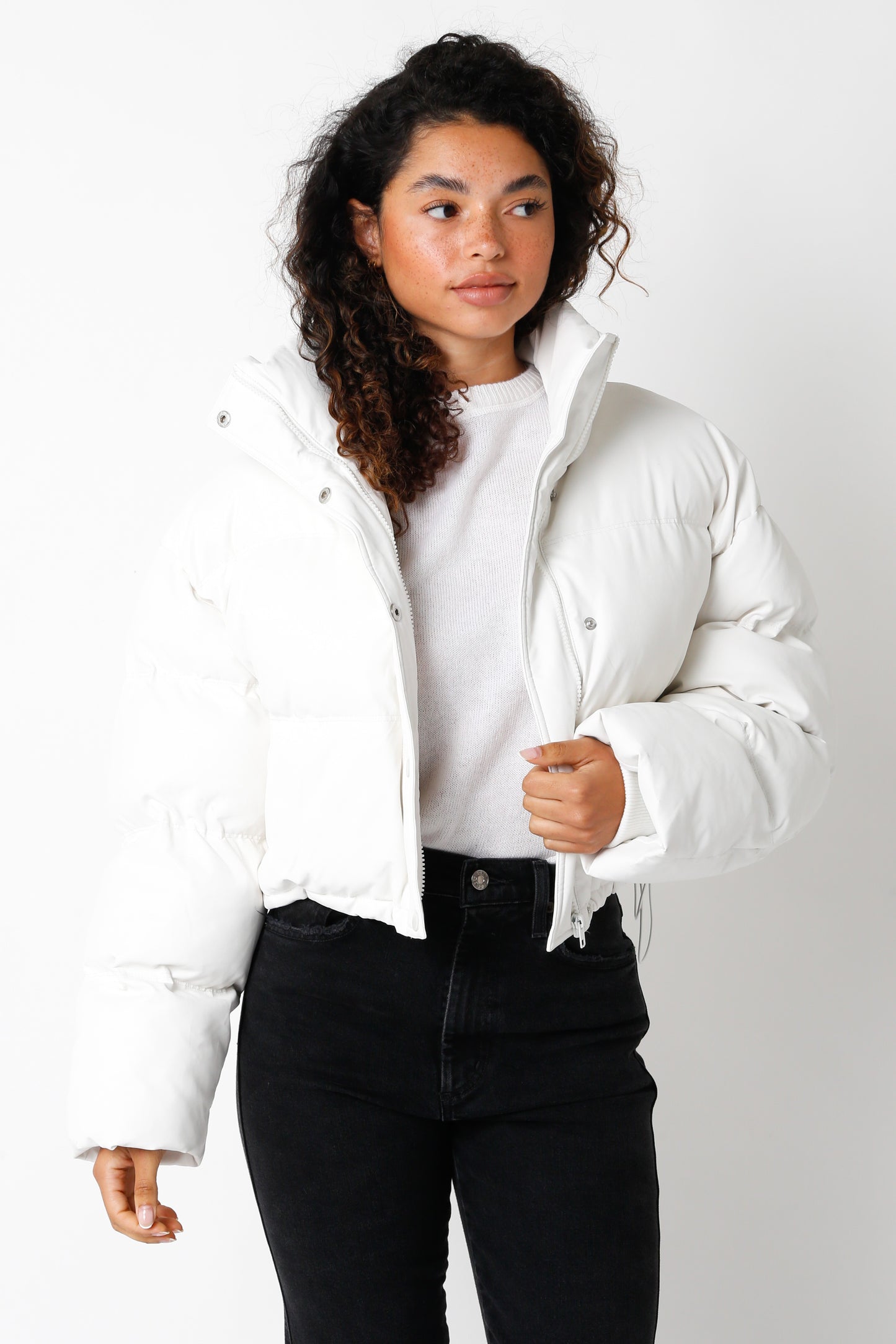 White Puffer Crop Jacket
